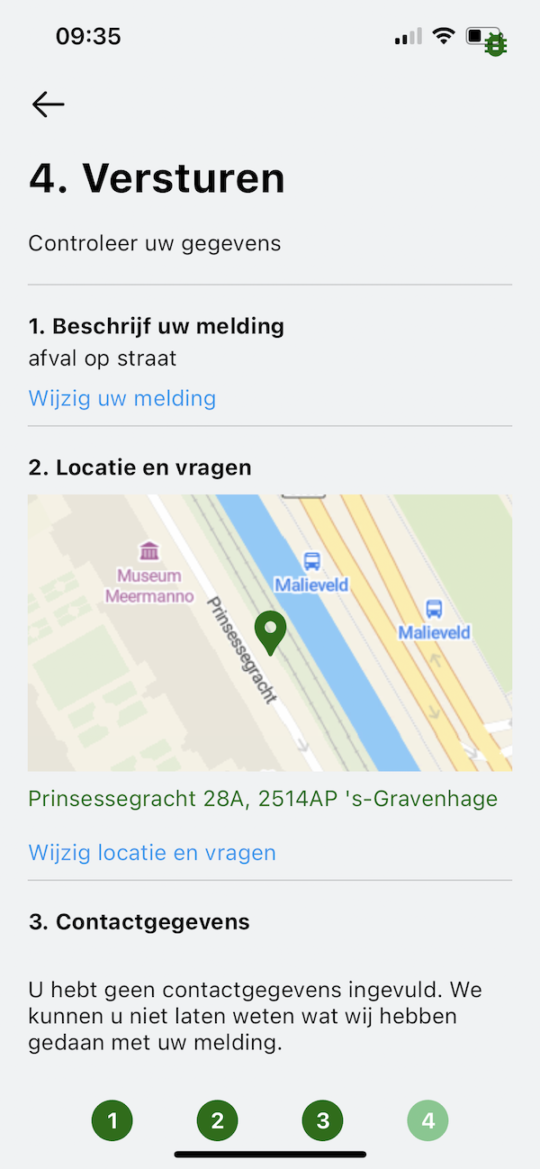 Screenshot van de Zo Gemeld app